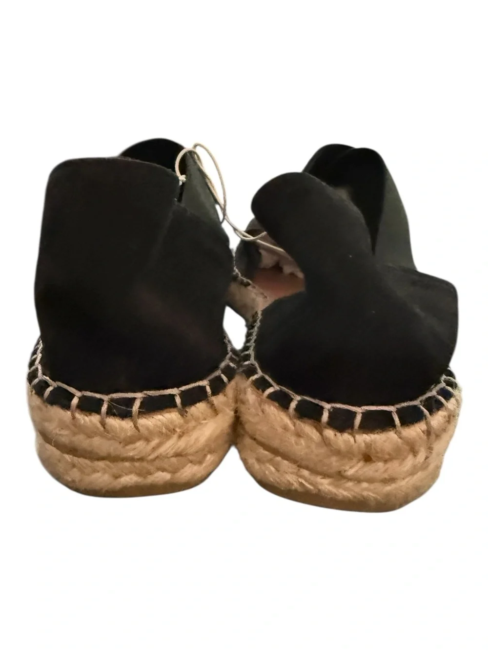 Fabiolas Black Suede Espadrille Flats Criss Cross Sandals 8.5 Boho Coastal NWOT